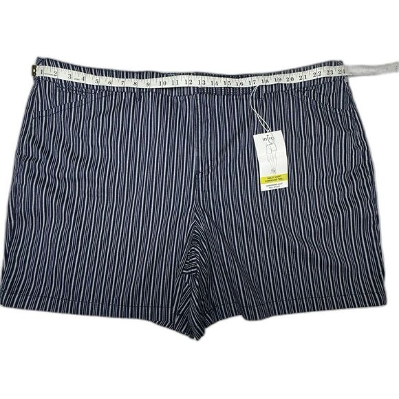 NWT Blue Shorts 24W Intro Love the Fit Stripe Elastic Waist Sunwashed Twill - Picture 3 of 8